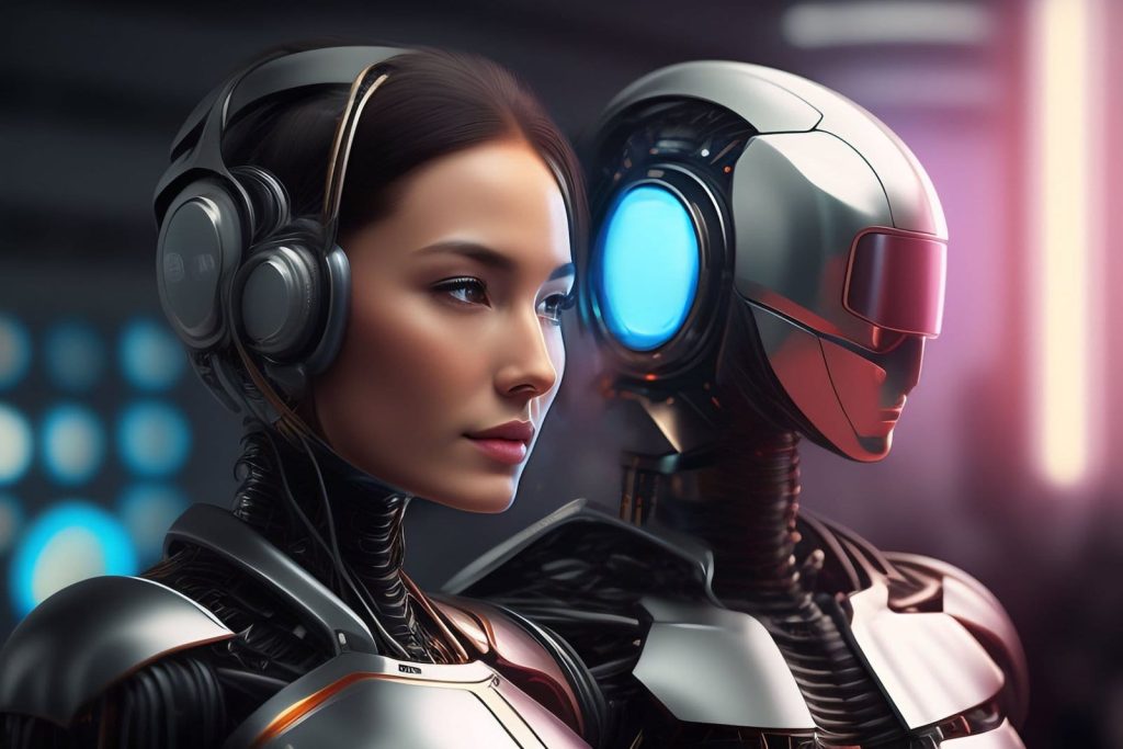 woman robot with headphones 1