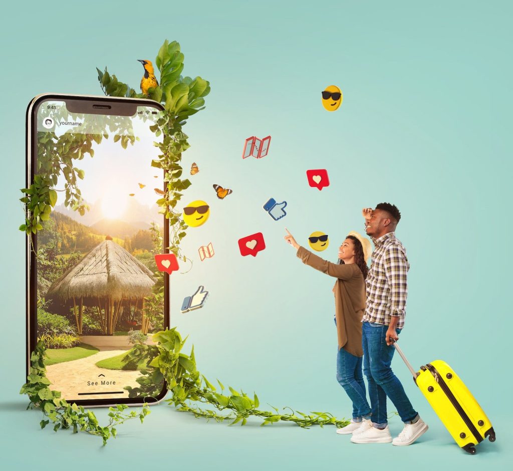 full shot people traveling concept