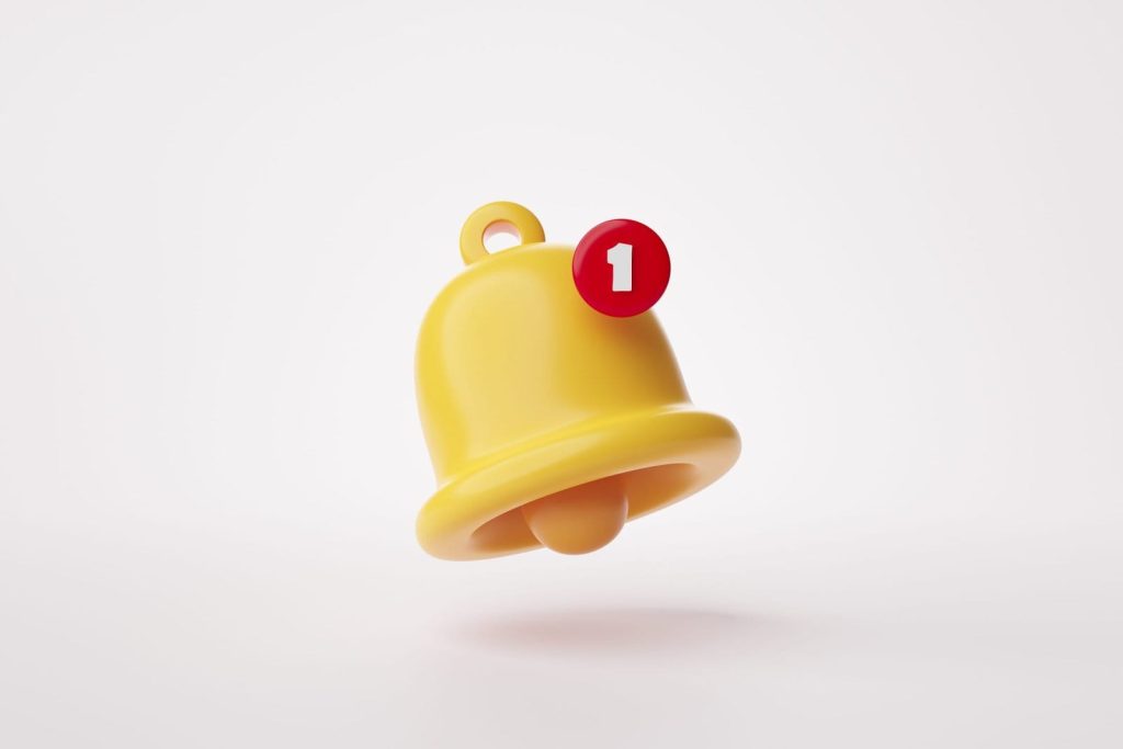 bell reminder notification alert alarm icon sign symbol application website ui white background 3d rendering illustration scaled 1