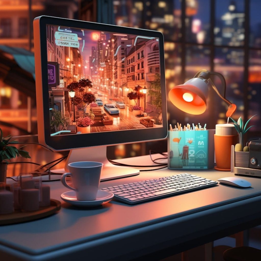 view 3d computer device with peripheral devices